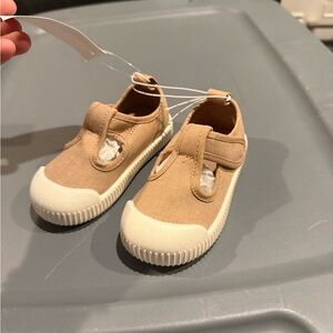 Tan Kids Shoes with Velcro Strap